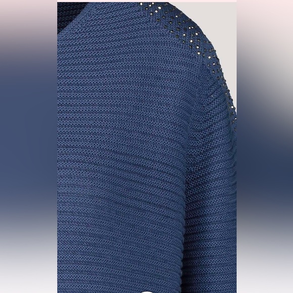 Monari made in Italy blue soft cotton pullover wool sweater size 6 - Picture 3 of 12